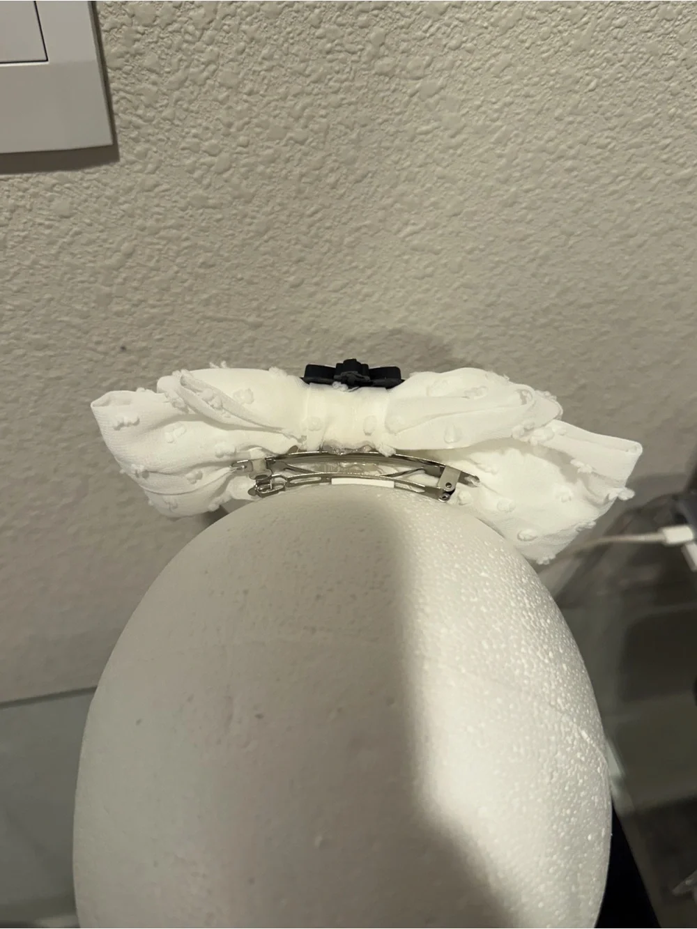 White Fabric “Marie” Bow Hair Clip